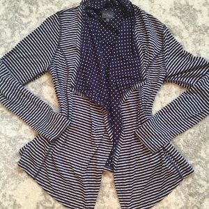 Market & Spruce Stripe & Dot Open Cardigan